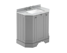 Hudson Reed Old London 750mm 3 - door Angled Unit & Marble Top 3th Trad Storm Grey MDF Vinyl Textured Woodgrain 888x786x470mm - LOF213 - JJ Building Materials