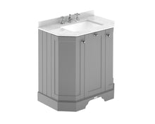 Hudson Reed Old London 750mm 3 - door Angled Unit & Marble Top 3th Trad Storm Grey MDF Vinyl Textured Woodgrain 888x786x470mm - LOF214 - JJ Building Materials