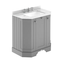 Hudson Reed Old London 750mm 3-door Angled Unit & Marble Top 3th Trad Storm Grey MDF Vinyl Textured Woodgrain 888x786x470mm - LOF214 - JJ Building Materials