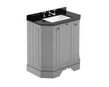 Hudson Reed Old London 750mm 3 - door Angled Unit & Marble Top 3th Trad Storm Grey MDF Vinyl Textured Woodgrain 888x786x470mm - LOF215 - JJ Building Materials
