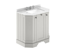 Hudson Reed Old London 750mm 3 - door Angled Unit & Marble Top 3th Trad Timeless Sand MDF Vinyl Textured Woodgrain 888x786x470mm - LOF414 - JJ Building Materials