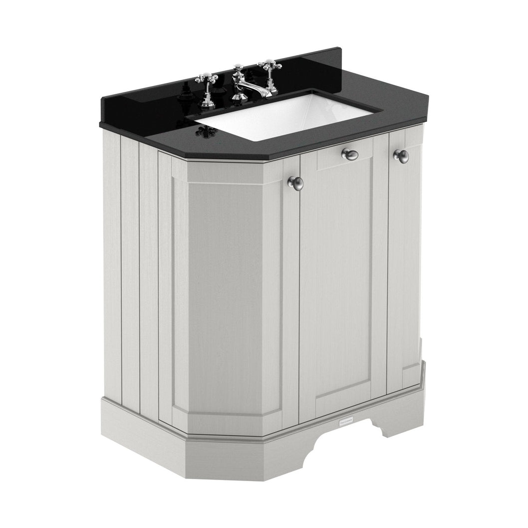 Hudson Reed Old London 750mm 3-door Angled Unit & Marble Top 3th Trad Timeless Sand MDF Vinyl Textured Woodgrain 888x786x470mm - LOF415 - JJ Building Materials