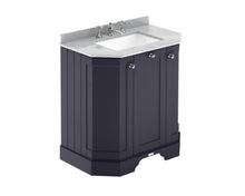 Hudson Reed Old London 750mm 3 - door Angled Unit & Marble Top 3th Trad Twilight Blue MDF Vinyl Textured Woodgrain 888x786x470mm - LOF313 - JJ Building Materials