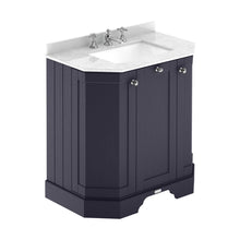 Hudson Reed Old London 750mm 3-door Angled Unit & Marble Top 3th Trad Twilight Blue MDF Vinyl Textured Woodgrain 888x786x470mm - LOF314 - JJ Building Materials