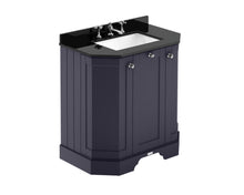 Hudson Reed Old London 750mm 3 - door Angled Unit & Marble Top 3th Trad Twilight Blue MDF Vinyl Textured Woodgrain 888x786x470mm - LOF315 - JJ Building Materials
