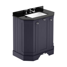 Hudson Reed Old London 750mm 3-door Angled Unit & Marble Top 3th Trad Twilight Blue MDF Vinyl Textured Woodgrain 888x786x470mm - LOF315 - JJ Building Materials