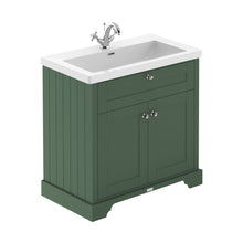 Hudson Reed Old London 800mm 2-door Unit & Contemp Fireclay Basin 1th Trad Hunter Green Fireclay,MDF Vinyl Smooth Matt 855x813x462mm - JJ Building Materials