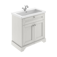Hudson Reed Old London 800mm 2-door Unit & Contemp Fireclay Basin 1th Trad Timeless Sand Fireclay,MDF Vinyl Textured Woodgrain 855x813x462mm - JJ Building Materials