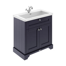 Hudson Reed Old London 800mm 2-door Unit & Contemp Fireclay Basin 1th Trad Twilight Blue Fireclay,MDF Vinyl Textured Woodgrain 855x813x462mm - JJ Building Materials