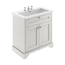 Hudson Reed Old London 800mm 2-door Unit & Contemp Fireclay Basin 3th Trad Timeless Sand Fireclay,MDF Vinyl Textured Woodgrain 855x813x462mm - JJ Building Materials