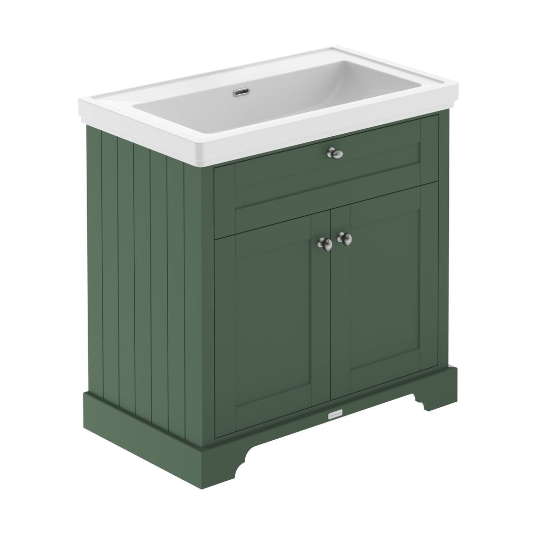 Hudson Reed Old London 800mm 2-door Vanity & Classic Basin 0th Trad Hunter Green MDF Vinyl Smooth Matt 875x830x471mm - JJ Building Materials