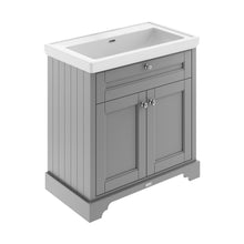 Hudson Reed Old London 800mm 2-door Vanity & Classic Basin 0th Trad Storm Grey MDF Vinyl Textured Woodgrain 875x830x471mm - JJ Building Materials