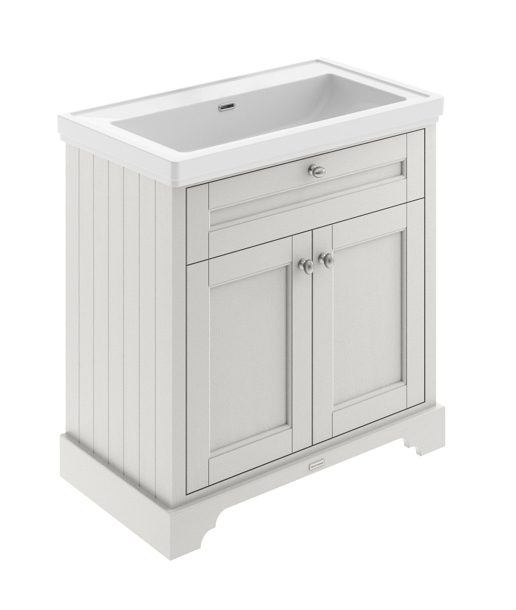 Hudson Reed Old London 800mm 2 - door Vanity & Classic Basin 0th Trad Timeless Sand MDF Vinyl Textured Woodgrain 875x830x471mm - JJ Building Materials