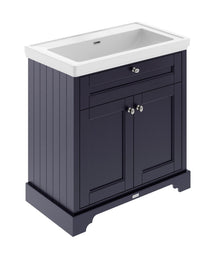 Hudson Reed Old London 800mm 2 - door Vanity & Classic Basin 0th Trad Twilight Blue MDF Vinyl Textured Woodgrain 875x830x471mm - JJ Building Materials