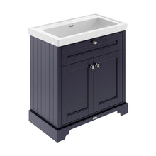 Hudson Reed Old London 800mm 2-door Vanity & Classic Basin 0th Trad Twilight Blue MDF Vinyl Textured Woodgrain 875x830x471mm - JJ Building Materials