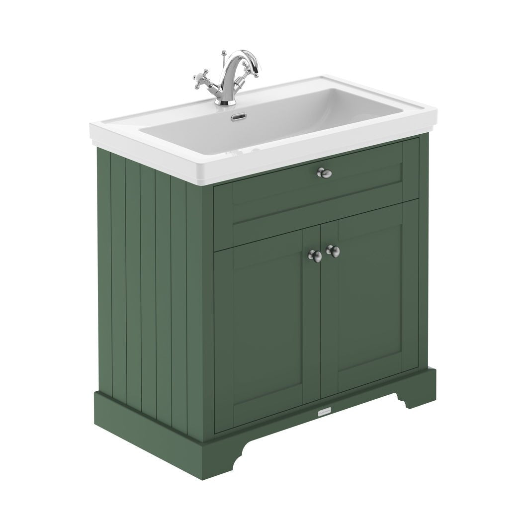 Hudson Reed Old London 800mm 2-door Vanity & Classic Basin 1th Trad Hunter Green MDF Vinyl Smooth Matt 875x830x471mm - JJ Building Materials