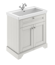 Hudson Reed Old London 800mm 2 - door Vanity & Classic Basin 1th Trad Timeless Sand MDF Vinyl Textured Woodgrain 875x830x471mm - JJ Building Materials
