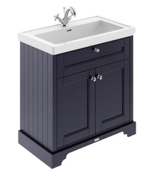 Hudson Reed Old London 800mm 2 - door Vanity & Classic Basin 1th Trad Twilight Blue MDF Vinyl Textured Woodgrain 875x830x471mm - JJ Building Materials