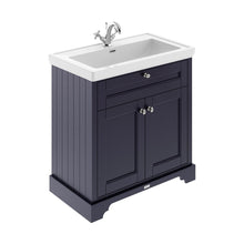 Hudson Reed Old London 800mm 2-door Vanity & Classic Basin 1th Trad Twilight Blue MDF Vinyl Textured Woodgrain 875x830x471mm - JJ Building Materials