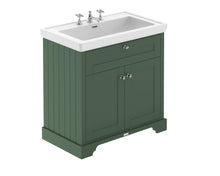Hudson Reed Old London 800mm 2 - door Vanity & Classic Basin 3th Trad Hunter Green MDF Vinyl Smooth Matt 875x830x471mm - JJ Building Materials