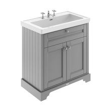 Hudson Reed Old London 800mm 2-door Vanity & Classic Basin 3th Trad Storm Grey MDF Vinyl Textured Woodgrain 875x830x471mm - JJ Building Materials