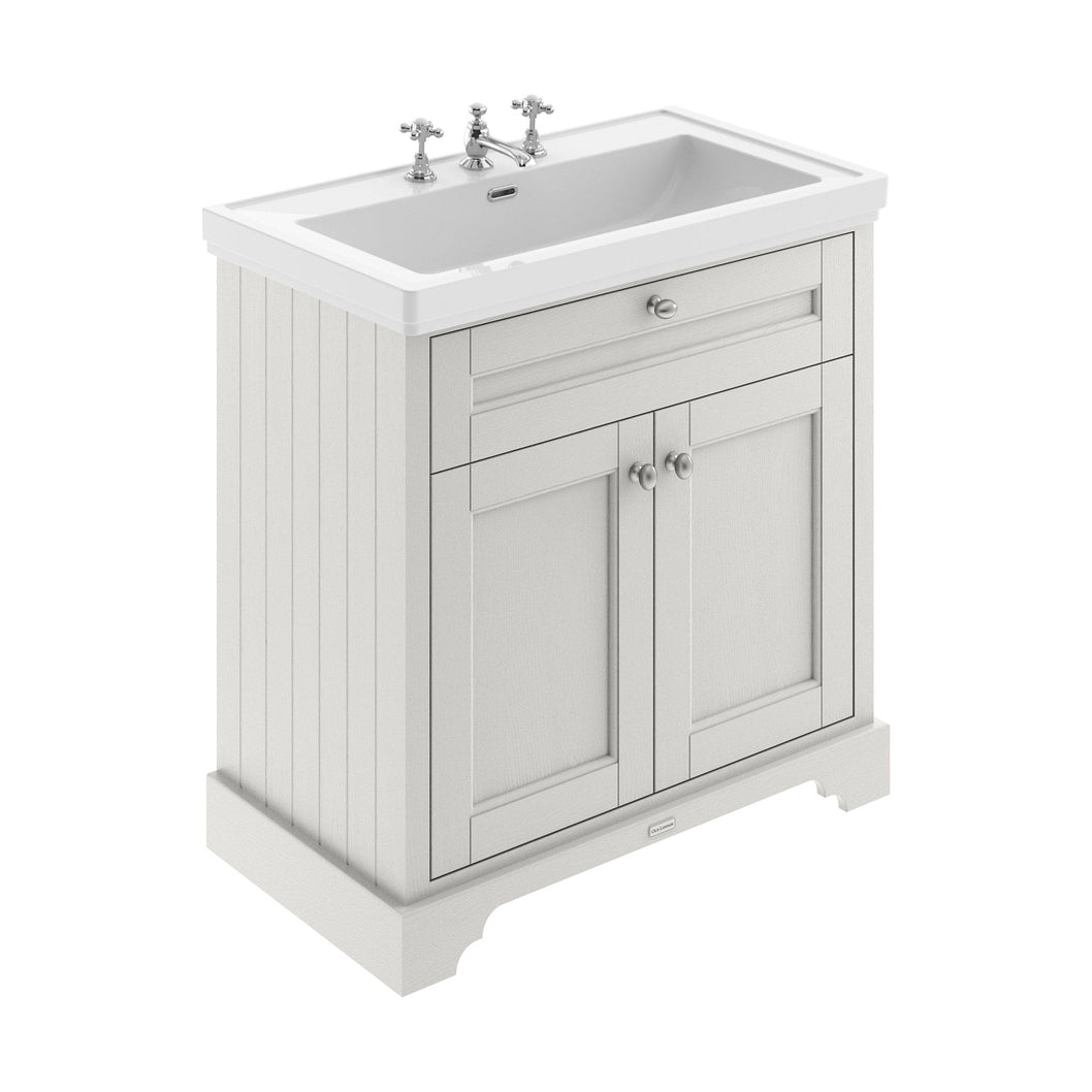 Hudson Reed Old London 800mm 2-door Vanity & Classic Basin 3th Trad Timeless Sand MDF Vinyl Textured Woodgrain 875x830x471mm - JJ Building Materials