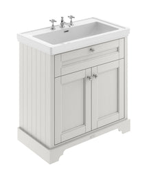 Hudson Reed Old London 800mm 2 - door Vanity & Classic Basin 3th Trad Timeless Sand MDF Vinyl Textured Woodgrain 875x830x471mm - JJ Building Materials