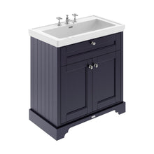 Hudson Reed Old London 800mm 2-door Vanity & Classic Basin 3th Trad Twilight Blue MDF Vinyl Textured Woodgrain 875x830x471mm - JJ Building Materials
