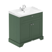 Hudson Reed Old London 800mm Cabinet & Basin (1th) Trad Hunter Green MDF Vinyl Smooth Matt 868x820x470mm - JJ Building Materials