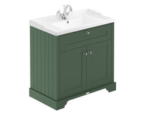 Hudson Reed Old London 800mm Cabinet & Basin (1th) Trad Hunter Green MDF Vinyl Smooth Matt 868x820x470mm - JJ Building Materials