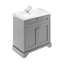 Hudson Reed Old London 800mm Cabinet & Basin (1th) Trad Storm Grey MDF Vinyl Textured Woodgrain 868x820x470mm - JJ Building Materials