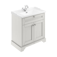 Hudson Reed Old London 800mm Cabinet & Basin (1th) Trad Timeless Sand MDF Vinyl Textured Woodgrain 868x820x470mm - JJ Building Materials