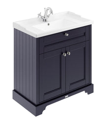 Hudson Reed Old London 800mm Cabinet & Basin (1th) Trad Twilight Blue MDF Vinyl Textured Woodgrain 868x820x470mm - JJ Building Materials