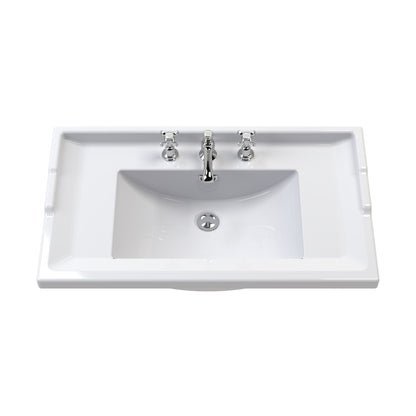 Hudson Reed Old London 800mm Cabinet & Basin (3th) Trad Storm Grey MDF Vinyl Textured Woodgrain 868x820x470mm - JJ Building Materials