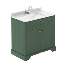 Hudson Reed Old London 800mm Cabinet & Marble Top (1th) Trad Hunter Green MDF Vinyl Smooth Matt 851x854x511mm - JJ Building Materials