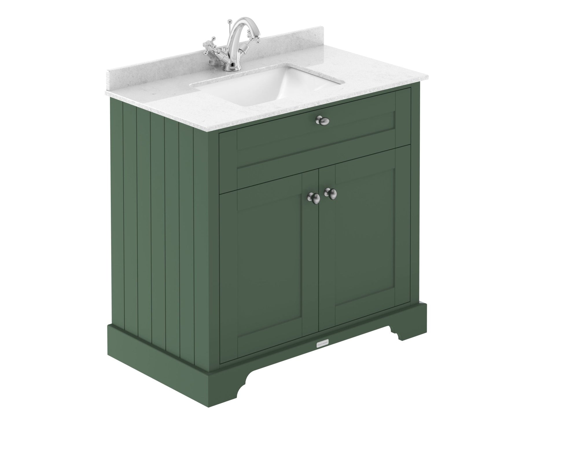Hudson Reed Old London 800mm Cabinet & Marble Top (1th) Trad Hunter Green MDF Vinyl Smooth Matt 851x854x511mm - JJ Building Materials