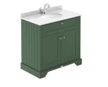 Hudson Reed Old London 800mm Cabinet & Marble Top (1th) Trad Hunter Green MDF Vinyl Smooth Matt 886x820x470mm - LOF828 - JJ Building Materials