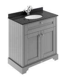 Hudson Reed Old London 800mm Cabinet & Marble Top (1th) Trad Storm Grey MDF Vinyl Textured Woodgrain 886x820x470mm - LOF227 - JJ Building Materials