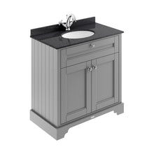 Hudson Reed Old London 800mm Cabinet & Marble Top (1th) Trad Storm Grey MDF Vinyl Textured Woodgrain 886x820x470mm - LOF227 - JJ Building Materials