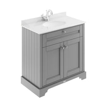 Hudson Reed Old London 800mm Cabinet & Marble Top (1th) Trad Storm Grey MDF Vinyl Textured Woodgrain 886x820x470mm - LOF228 - JJ Building Materials