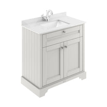 Hudson Reed Old London 800mm Cabinet & Marble Top (1th) Trad Timeless Sand MDF Vinyl Textured Woodgrain 845x860x505mm - JJ Building Materials