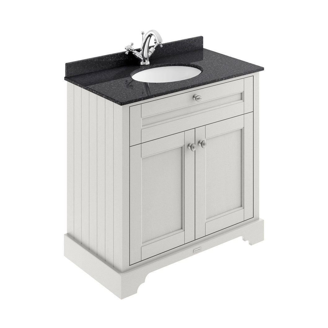 Hudson Reed Old London 800mm Cabinet & Marble Top (1th) Trad Timeless Sand MDF Vinyl Textured Woodgrain 886x820x470mm - LOF427 - JJ Building Materials
