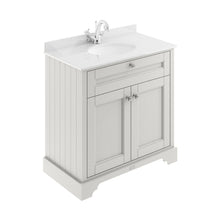 Hudson Reed Old London 800mm Cabinet & Marble Top (1th) Trad Timeless Sand MDF Vinyl Textured Woodgrain 886x820x470mm - LOF428 - JJ Building Materials