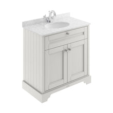 Hudson Reed Old London 800mm Cabinet & Marble Top (1th) Trad Timeless Sand MDF Vinyl Textured Woodgrain 886x820x470mm - LOF429 - JJ Building Materials