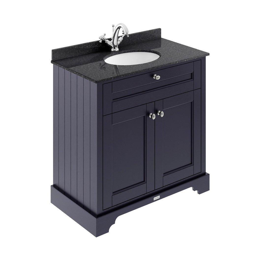 Hudson Reed Old London 800mm Cabinet & Marble Top (1th) Trad Twilight Blue MDF Vinyl Textured Woodgrain 886x820x470mm - LOF327 - JJ Building Materials