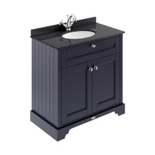 Hudson Reed Old London 800mm Cabinet & Marble Top (1th) Trad Twilight Blue MDF Vinyl Textured Woodgrain 886x820x470mm - LOF327 - JJ Building Materials