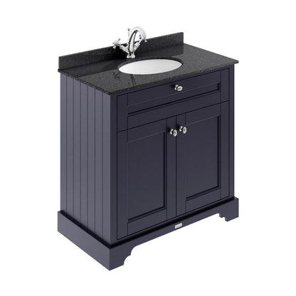 Hudson Reed Old London 800mm Cabinet & Marble Top (1th) Trad Twilight Blue MDF Vinyl Textured Woodgrain 886x820x470mm - LOF327 - JJ Building Materials