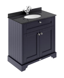 Hudson Reed Old London 800mm Cabinet & Marble Top (1th) Trad Twilight Blue MDF Vinyl Textured Woodgrain 886x820x470mm - LOF327 - JJ Building Materials