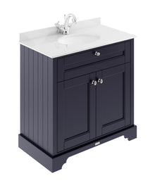 Hudson Reed Old London 800mm Cabinet & Marble Top (1th) Trad Twilight Blue MDF Vinyl Textured Woodgrain 886x820x470mm - LOF328 - JJ Building Materials