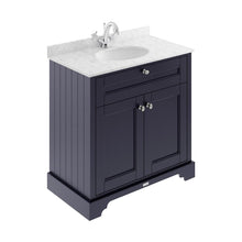 Hudson Reed Old London 800mm Cabinet & Marble Top (1th) Trad Twilight Blue MDF Vinyl Textured Woodgrain 886x820x470mm - LOF329 - JJ Building Materials